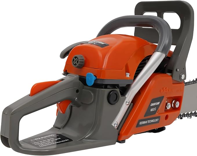 Handheld Cordless Petrol Chain Saw,Single Cylinder Air-cooled 2-Stroke Gas Powered Chainsaw with 18.6OzFuel Tank,60cc Gasoline Chainsaw Power Head for Garden Pruning,Forest Logging,Chopping Wood