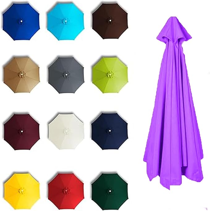 9FT Patio Umbrella Replacement Canopy Cover 6 Ribs 8 Ribs Waterproof UV Resistant for Market Umbrella Canopy, Garden, Lawn, Backyard, Pool