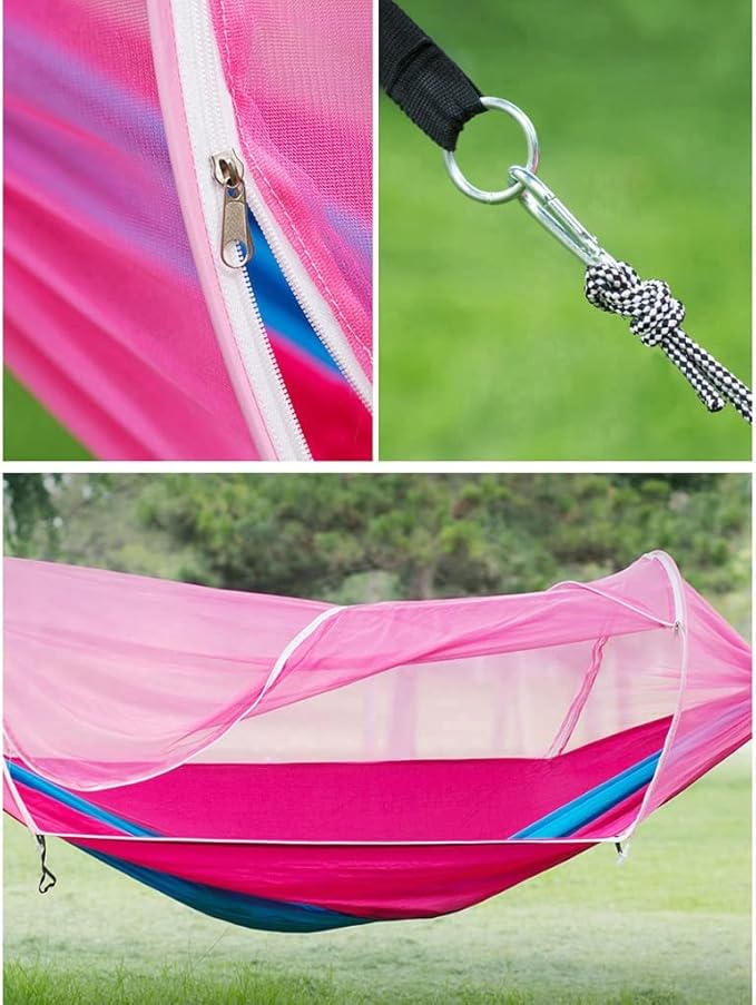 Outdoor Hammock Anti-Rollover Travel Camping Portable Hammock Hanging Chair Outdoor Portable Camping Travel Equipment (Color : Pink, Size : 240 * 120cm)