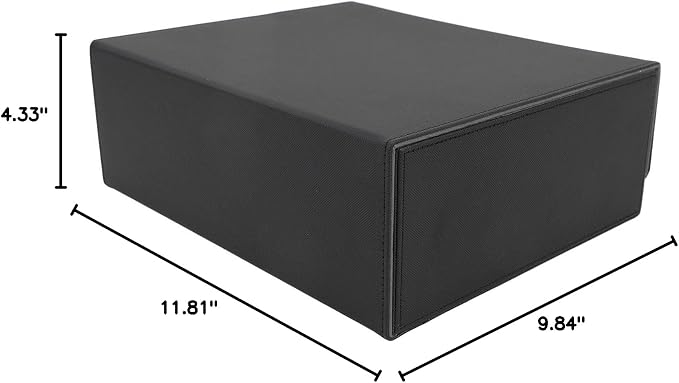 Pissente Card Deck Box 3 Rows Large Capacity Magnetic Closure PU Leather Card Deck Storage Case for Game Cards Tarot Cards (Black Shell with Grey Lining)
