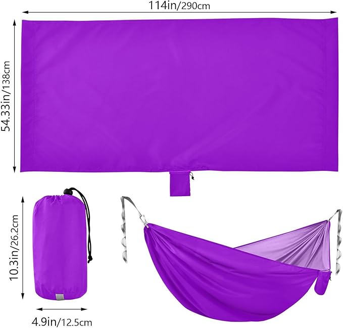 Dark Violet Solid Color Pure Plain 330lb Capacity Hammocks with Hanging Rope Hanging Hammock for Outside Beach Patio Garden hamaca para Camping 0 a 24 Meses