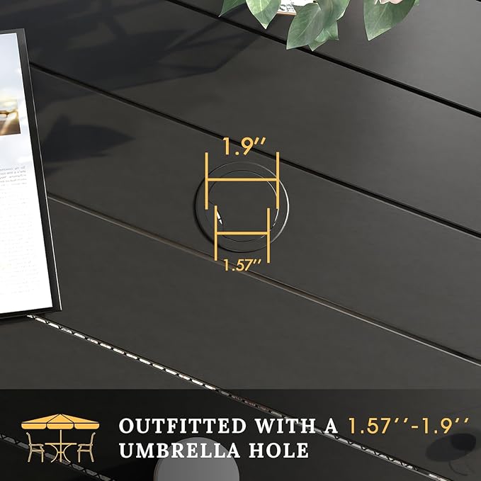 VICLLAX Patio Dining Set for 4-37.8" Square Table & Cushioned Seats, Black