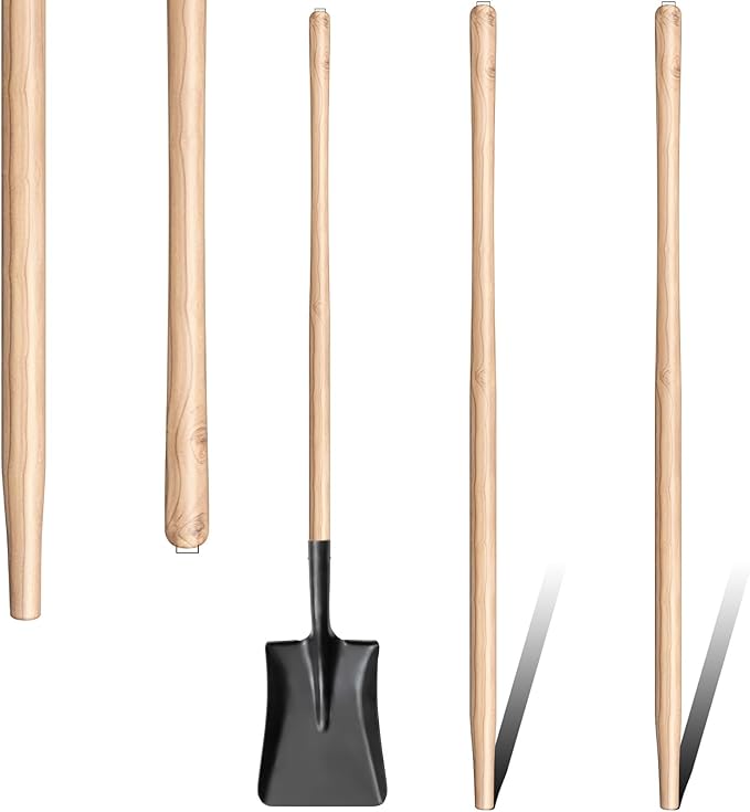 Menkxi 2 Pcs 54" Wooden Shovel Handle Replacement for Long Handle Shovels Garden Tool