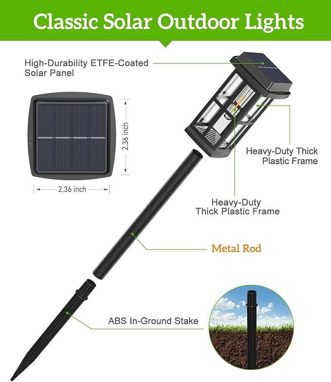 Ahaorigin 4 Pack Solar Pathway Lights Outdoor, 2 Lighting Modes Waterproof Solar Lights Outdoor, Sturdy Metal Rods, Brighter Up to 15Hrs Outdoor Path Lights for Yard Walkway Driveway Sidewalk Garden