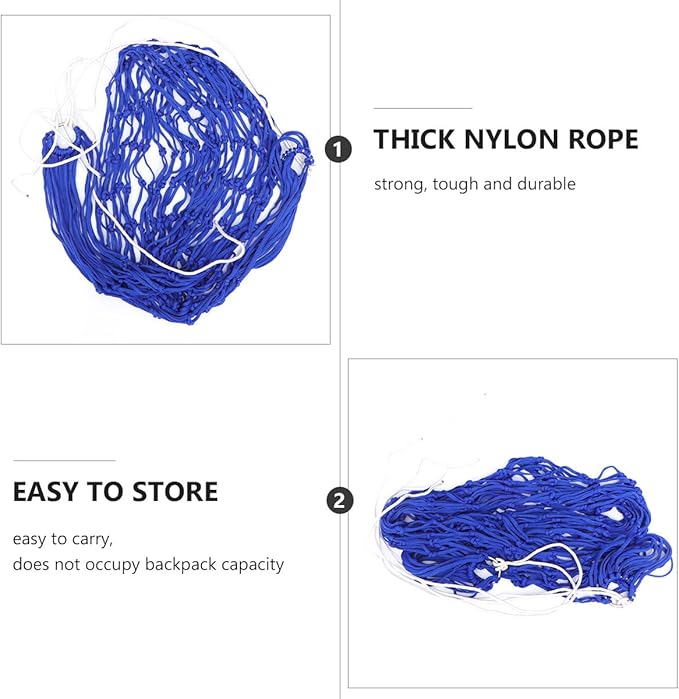 Abaodam Portable Outdoor Nylon Hammock for Camping and Garden Use, Blue Mesh Leisure Hanging Bed 230x80cm with 5.5mm Thick Rope, Lightweight Travel Hammock for Patio and Backyard