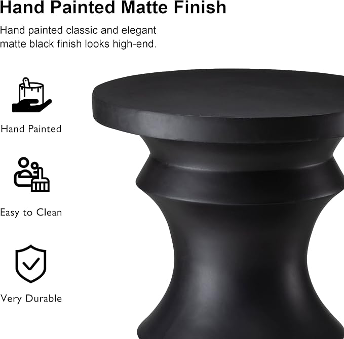 Giltzhome Antique Decorative Garden Stool, 18.25" H Heavy Duty Chess Pedestal Accent Table, Side Table, Planter Stand for Garden Patio Lawn Home Indoor Outdoor, Black