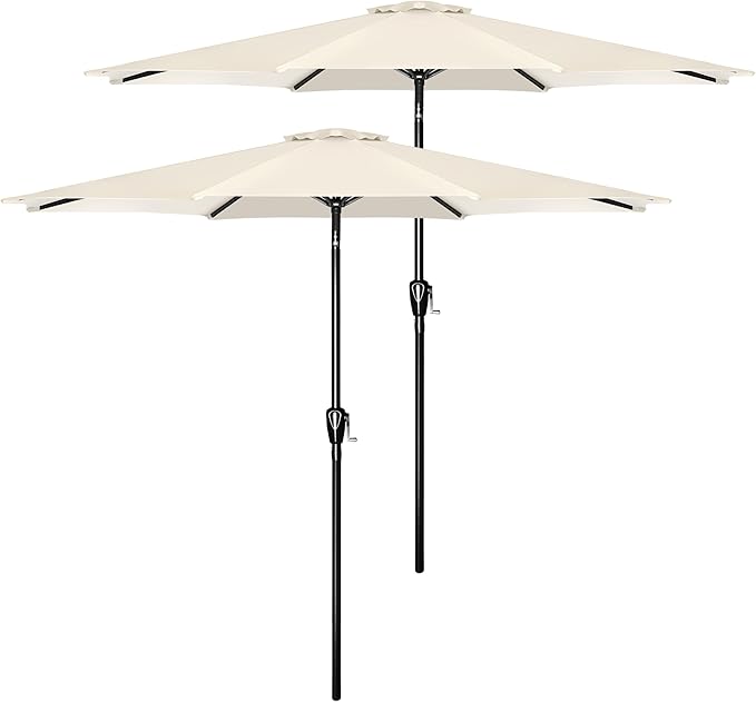Simple Deluxe Patio Umbrella Outdoor, UV Protection Sunshade with Push Button Tilt/Crank and 8 Sturdy Ribs, for Table Garden Lawn Beach Pool