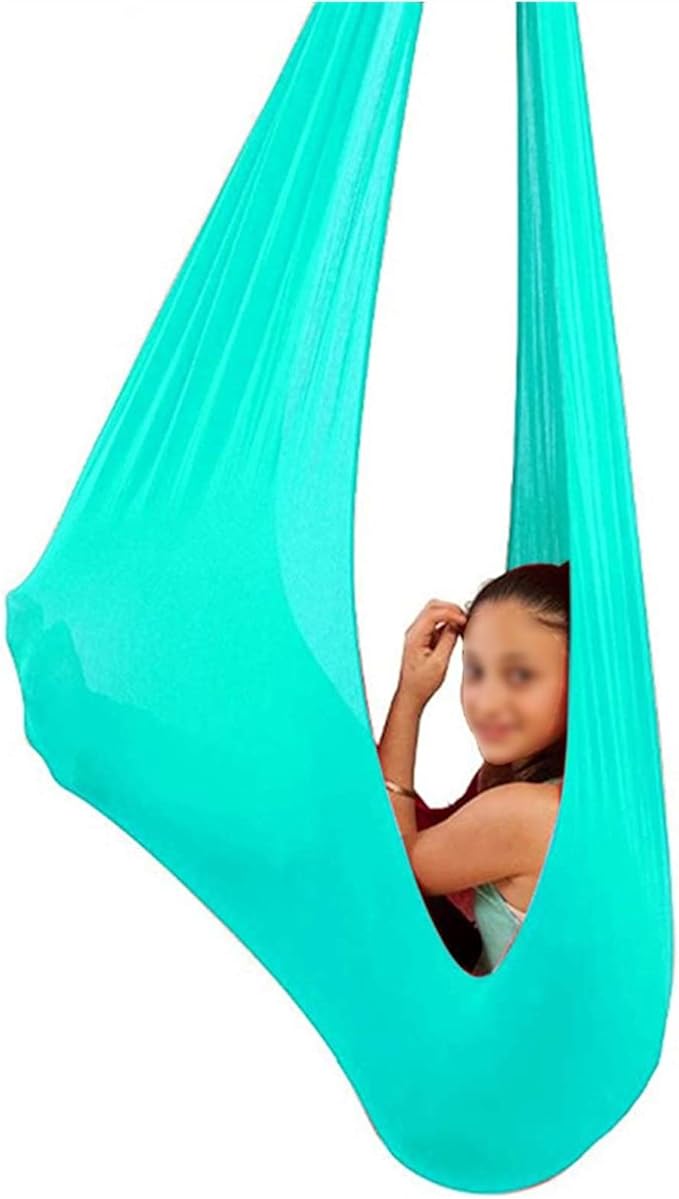 Sensory Swing for Kids Hanging Hammock Indoor Hammocks for Children Sensory Integration Outdoor Camping (1 Meter/1.5Meter) (Color : Green, Size : 150 x 280 cm (L x W).)