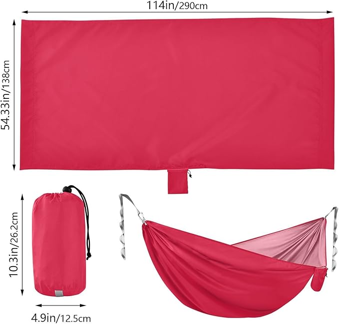 Bright Red Solid Color 330lb Capacity Camping Hammock with Hanging Rope Fabric Hammock for Camping Travel Accessories Silla hamacas para adultos
