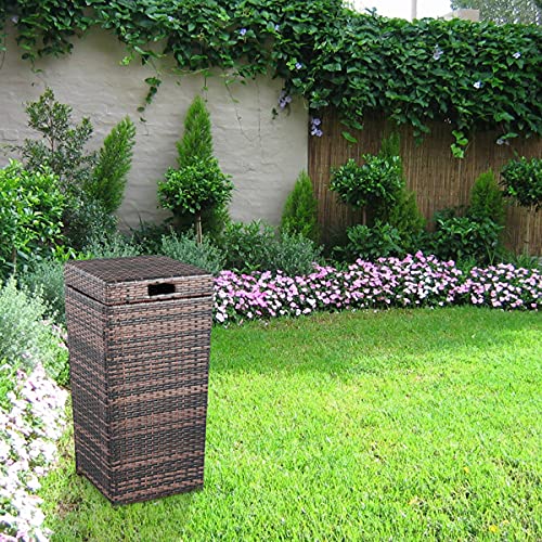 41 X 41 X 81.5cm Rattan Outdoor Garbage Anti-UV Outdoor Resin Wicker Trash Garbage Can Rubbish Bin 26.7 Coupons Gallon