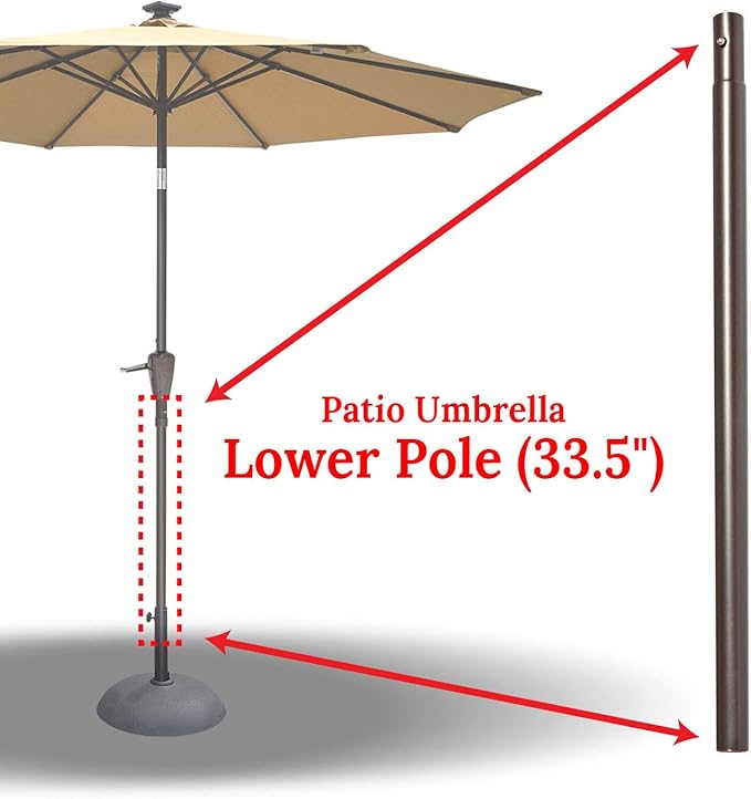 YardGrow Replacement Umbrella Lower Pole for Patio Umbrella, with Bullet Buckle, with bullet buckle