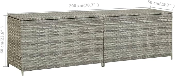 Large Outdoor Storage Box 78.7" Poly Rattan Deck Box with Lid, Patio Furniture Cushion Organizer for Garden