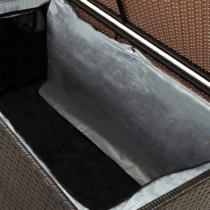Patio Storage Box Deck Storage Box Outdoor Storage Box Indoor Wicker Storage Bin for Patio Furniture Cushions, Pillows, Garden Tools, Poly Rattan Brown, 39.3"x19.6"x19.6" -AA