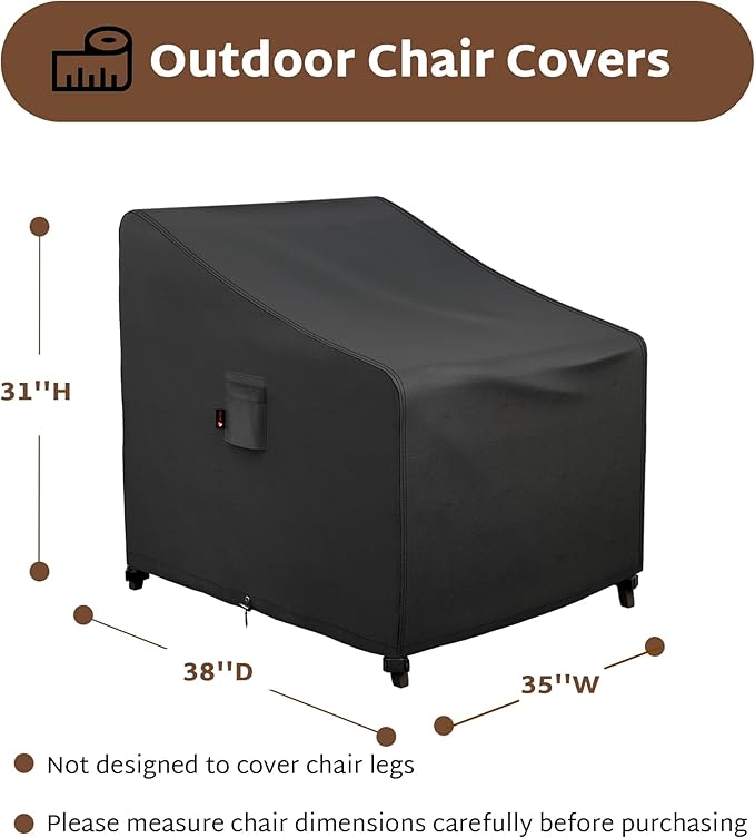 iBirdie Waterproof Outdoor Chair Covers 35W 38D 31H inch 2 Pack Patio Furniture Covers