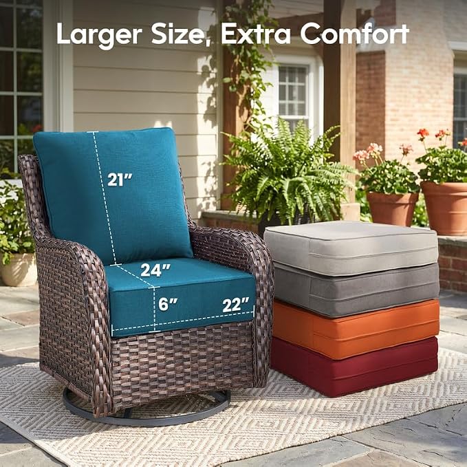 Luxury 22*24*6in Outdoor Patio Cushions, 6 Pieces Malachite Outdoor Cushion | 6'' Thick Outdoor Cushions, Water-Resistant, Reversible, Removable Cover, for Patio Chairs Sofa Couch Loveseat