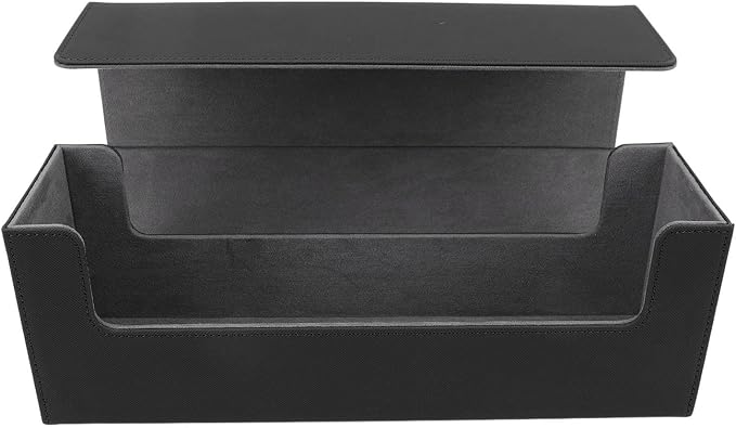 Card Storage Box, PU Leather Magnetic Closure Deck for 400+ Cards with Felt Lining, Elegant Design for Game Tarot Cards Storage (Black)