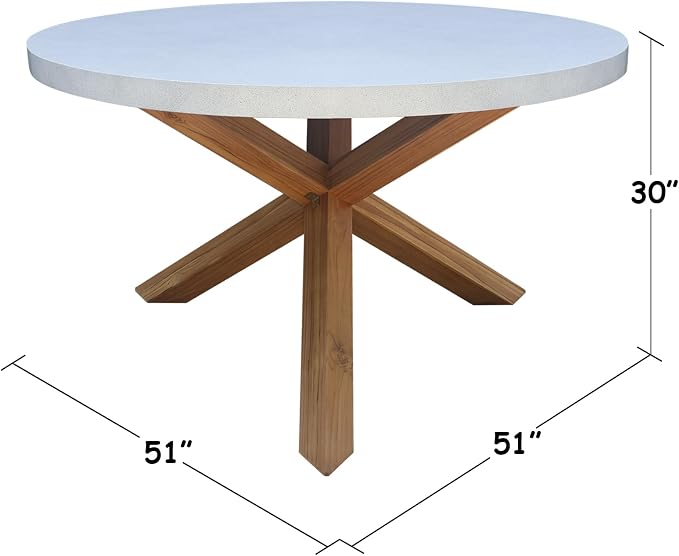 IC INTERNATIONAL CONCEPTS Outdoor Teak Wood Patio Dining Table with Polystone Top - Natural