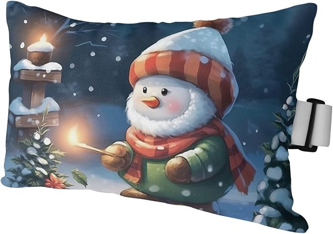 Outdoor Pillows Covers with Inserts Cute Gnome Matchstick Snow Christmas Waterproof Recliner Pillow with Adjustable Strap Throw Pillows for Patio Furniture Pool Lounge Chair, 11x16 inch, 1PCS