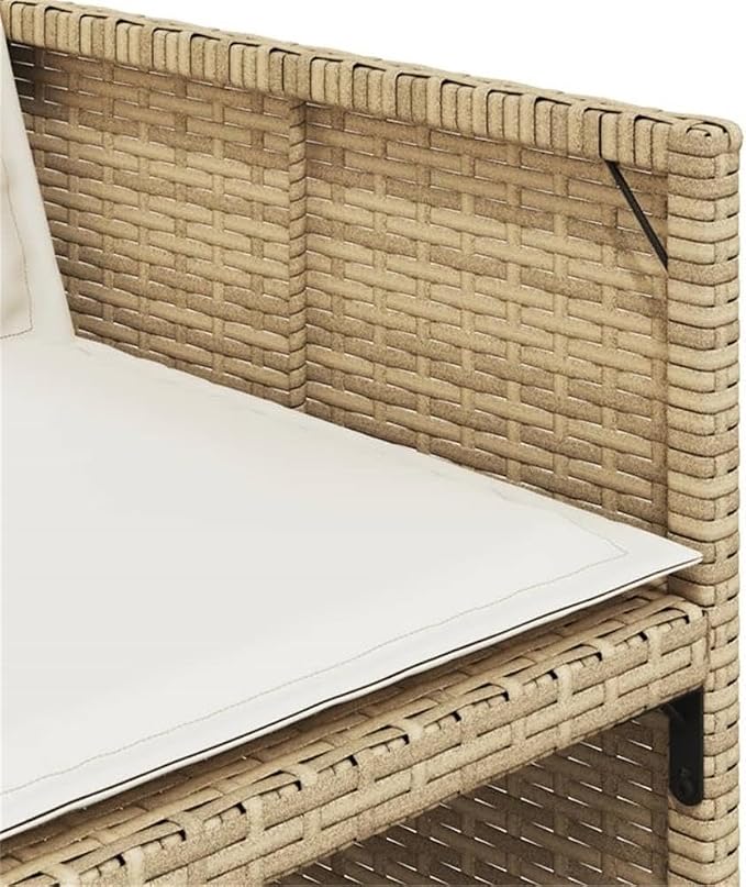 Afuera Living 7-Piece Rattan Patio Dining Set, Beige/Cream White, Weather-Resistant PE Rattan and Steel, Foldable 6-Seater with Cushioned High-Back Chairs, Modern Outdoor Garden Furniture for Dining