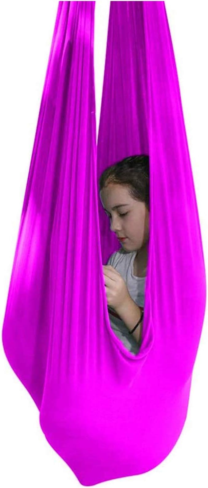 Multifunctional Elastic Hammock Kids Children Hanging Indoor Cuddle Swing Seat Aerial Yoga Hammock for Autism ADHD ADD (Color : A, Size : 100 x 280 cm (L x W))