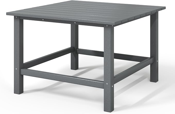 WestinTrends Malibu Kids Outdoor Patio Furniture HDPE 31" Wide Square Dining Table, Gray