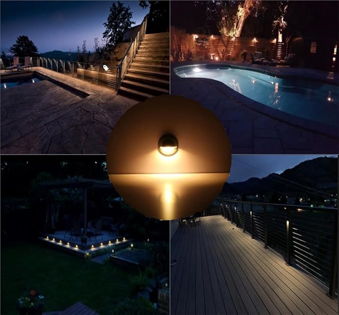 FVTLED WiFi Deck Lights Kit, 10pcs Low Voltage Φ1.38 Outdoor Recessed Step Stair Warm White LED Lighting, Compatible with Alexa Google Home, Black