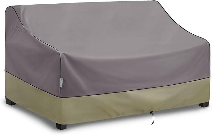 KylinLucky Waterproof Patio Sofa Cover 70"x38"x35"600D, Heavy Duty All-Weather Outdoor Sofa Cover with Air Vents & Adjustable Straps, Grey