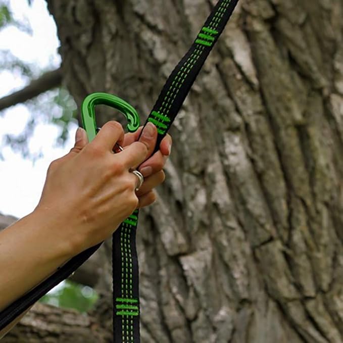 Vivere Nylon Ultra Lite Weigth Hammock Tree Strap Set with Carabiners - 330 lb Weight Capacity