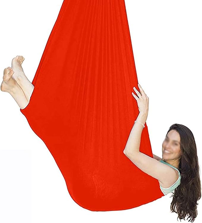 Sensory Swing Adjustable Yoga Snuggle Swing Indoor Therapy Cuddle Hammock Hanging Chair Ideal for Children Or Adults with Special Needs Autism ADHD Aspergers (Color : Red, Size : 150 x 280 cm)