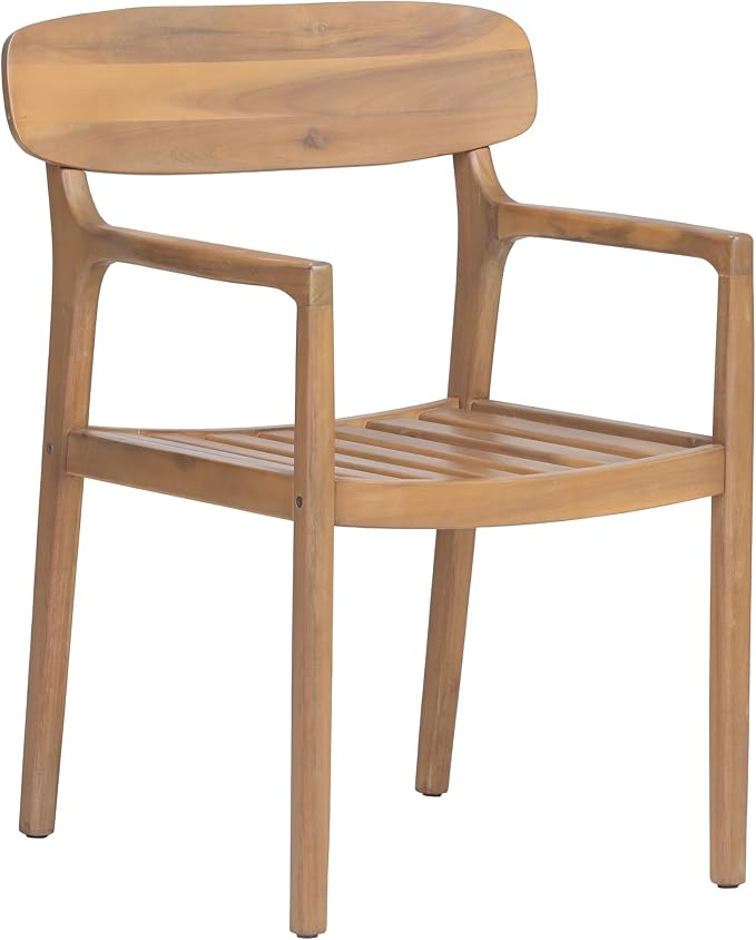 Christopher Knight Home Zoa Acacia Wood Dining Set for 6, Outdoor Dining Table with Dual Slatted Pedestal Bases, Outdoor Dining Chairs with Cushions, 7 Piece Patio Dinner Set, Beige/Light Teak/Brown