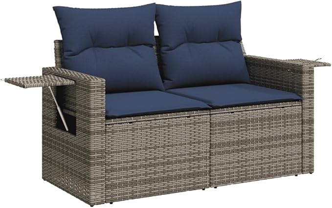 vidaXL Patio Sofa Set with Cushions 11 Piece, Outdoor Sectional Sofa Couch, Patio Conversation Set for Garden Backyard, Gray Poly Rattan