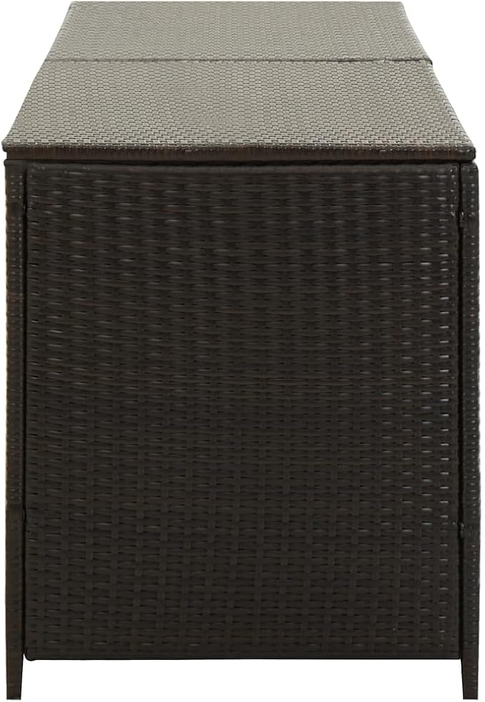 Patio Storage Box Poly Rattan 78.7"x19.6"x23.6" Brown Patio Garden Outdoor Storage Container, Furniture Deck box (Weight:40.57 lbs)