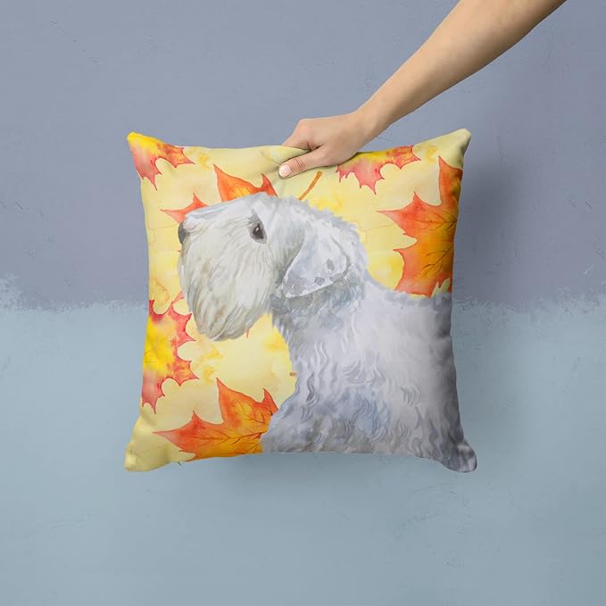 Caroline's Treasures BB9945PW1414 Sealyham Terrier Fall Fabric Decorative Pillow, Yellow Machine Washable, Indoor Outdoor Decorative Pillow for Couch, Bed or Patio, 14Hx14W