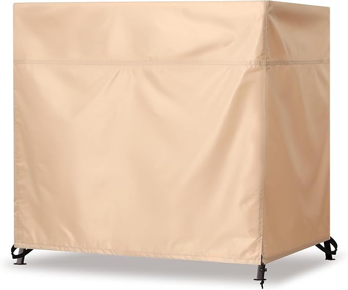 Outdoor 3 Triple Seater Hammock Patio Swing Chair Cover, Water-Resistant, All Weather Protection, Beige Color