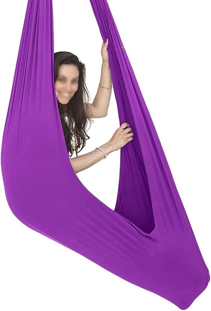 Kids Adult Sensory Swing Therapy Hanging Hammock Indoor Cuddle Hammock for Children Sensory Integration Outdoor Camping (Color : Purple, Size : 150 x 280 cm)