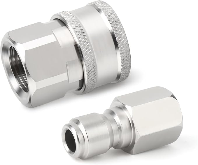 TAISHER 6PCS 304 Stainless Steel 3/8" Female NPT High Pressure Washer Quick Connect Coupler for Pressure Washing Gun Hose Accessories