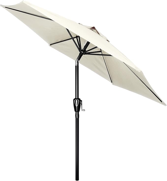 HealSmart 7.5ft Patio Umbrella with Push Button Tilt/Crank, Outdoor Table Market Yard Umbrella, 6 Sturdy Ribs for Garden, Deck, Backyard, Pool