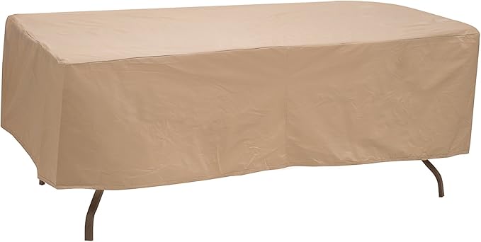 Protective Covers Weatherproof Table Cover, 80 Inch x 84 Inch, Oval/Rectangle Table, Tan - 1155-TN