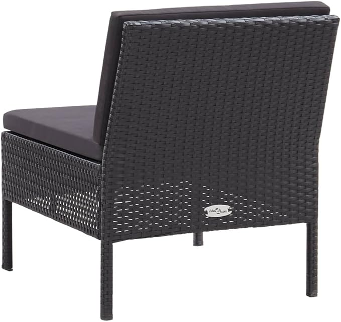 Patio Lounge Set with Cushions,Outdoor Furniture,Outdoor Furniture Sets,Patio Conversation Sets,for Garden,Deck,Backyard,3 Piece Poly Rattan Black