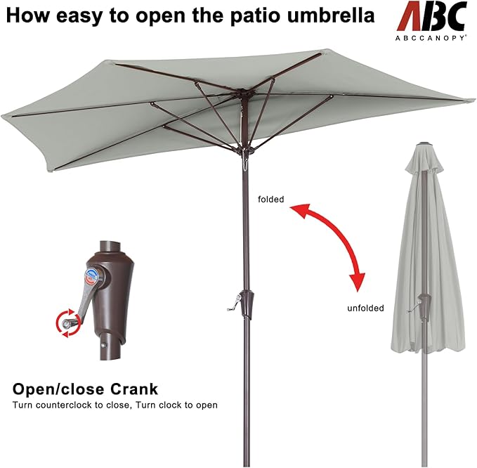 ABCCANOPY Patio Umbrella 11FT - Outdoor Half Umbrellas for Patio, Backyard, Garden, Deck (Ash Gray)