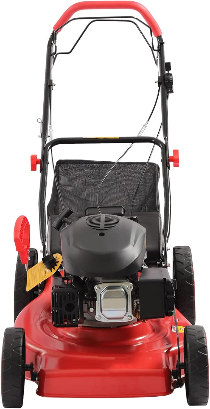 Gas Powered Self-Propelled Lawn Mower with Bag - 3-in-1, 4-Stroke Engine, 20-inch Cutting Width, 8 Adjustable Heights - Ideal for Small to Medium Sized Yards