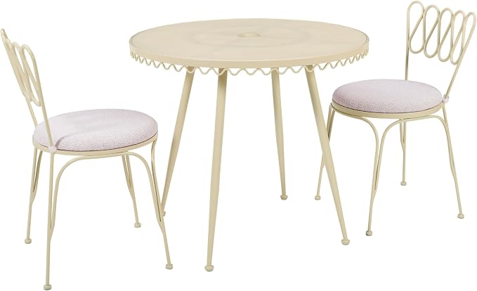 First of a Kind Wrought Outdoor Dining Table in Cream Iron