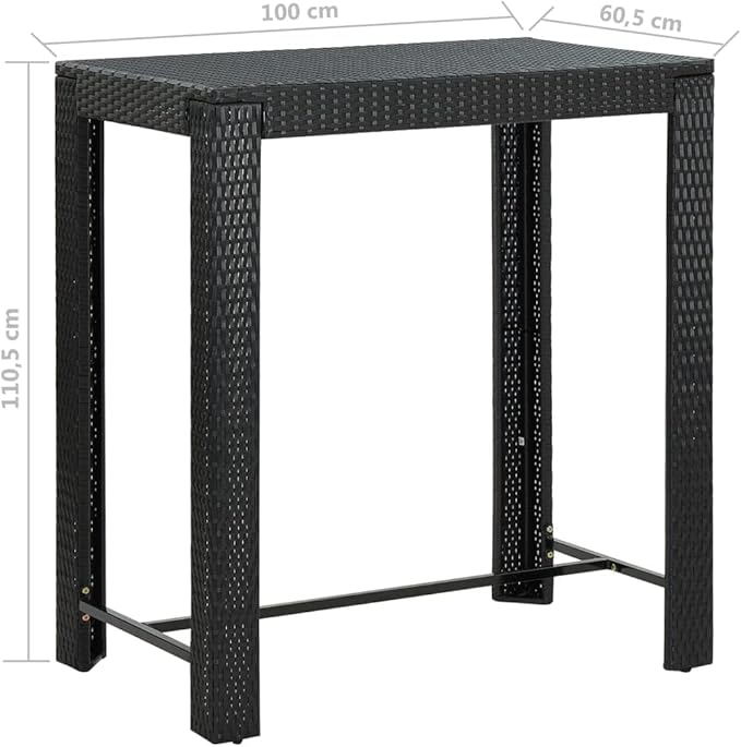 Patio Bar Set with Cushions,Outdoor Table and Chairs Set,Terrace Conversation Set Furniture,Outdoor Furniture,for Garden,Backyard,5 Piece Poly Rattan Black