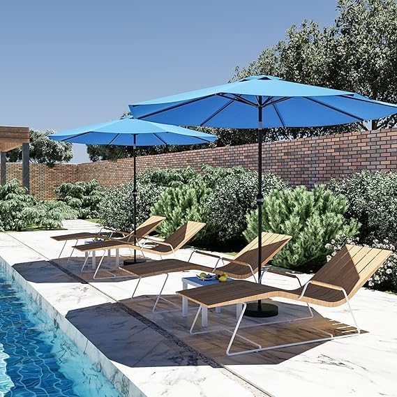 Greesum Patio Umbrella, Outdoor Table Umbrella with Push Button Tilt, Crank and 8 Sturdy Ribs