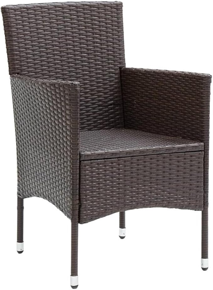 Afuera Living 3-Piece Poly Rattan Patio Dining Set, Brown/Cream White, Powder-Coated Metal, Weather-Resistant Design, Includes Table, 2 Chairs, Cushions, Contemporary Outdoor Furniture for Balcony or