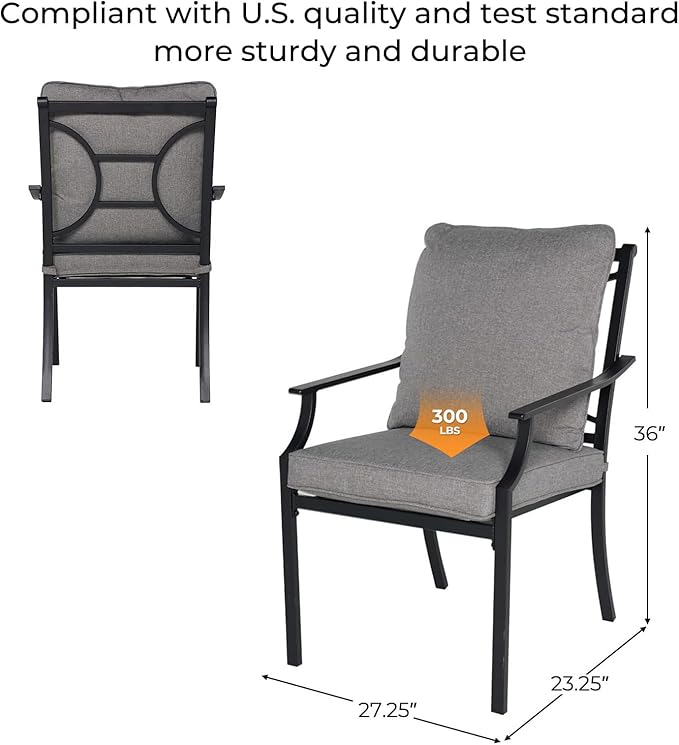 Grand patio 2-Piece Patio Dining Set for 2, Outdoor Dining Set for 2, E-Coated Outdoor Fixed Dining Set with Olefin Cushions