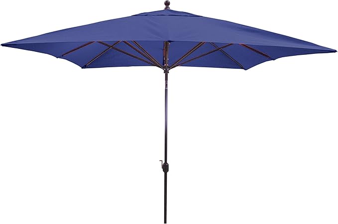 Galtech 10FT Black Sunbrella Umbrella, Stand Alone Patio Umbrella with Auto Tilt, Square Navy Canopy, Heavy Duty Aluminum Frame, UV Protection for Outdoor Spaces