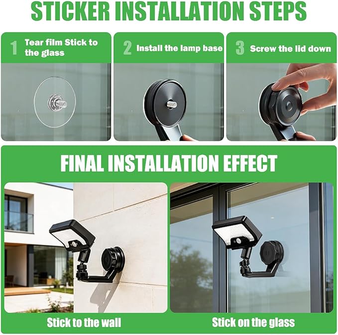 Solar Motion Sensor Light, 2-in-1 Magnetic & Adhesive Mount, 600LM Bright, 3 Modes, IP65 Waterproof, 1500mAh, Adjustable Angle, Easy No-Drill Installation for Outdoor/Indoor (Fence, Wall, Glass)