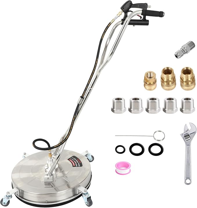 24" Surface Cleaner Pressure Washer for Shopping Malls, Decks, Sidewalks 4000Psi Pressure Washer Attachments with 4 Wheels and 2 Extension Wand Power Washer