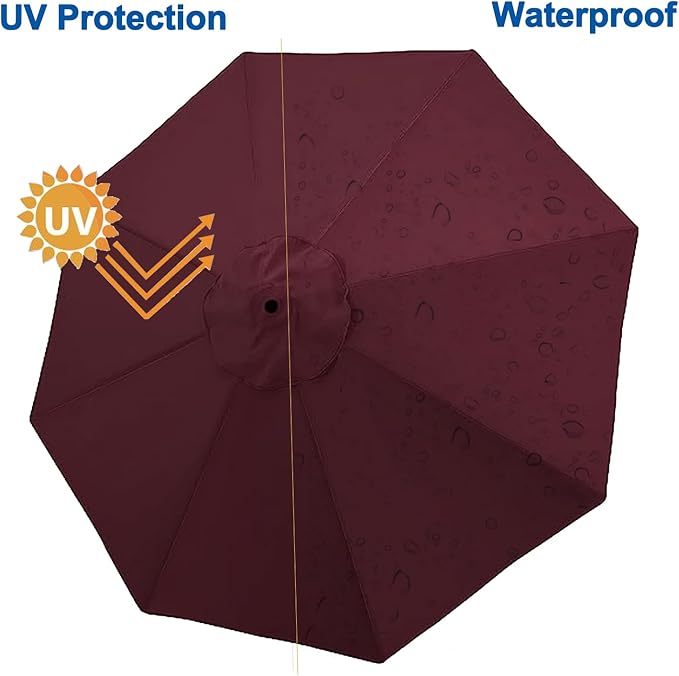 Patio Umbrella 9 ft Replacement Canopy for 8 Rib，Patio Umbrella Replacement Canopy Market Umbrella Top Fit Outdoor Umbrella Canopy（Only the top cover）